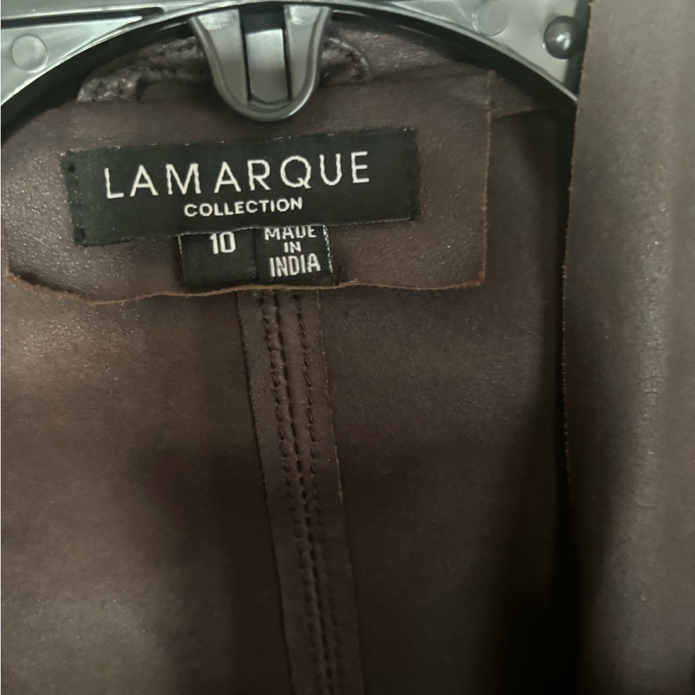 Lamarque Brown Leather Jacket Structured Shoulders - image 6